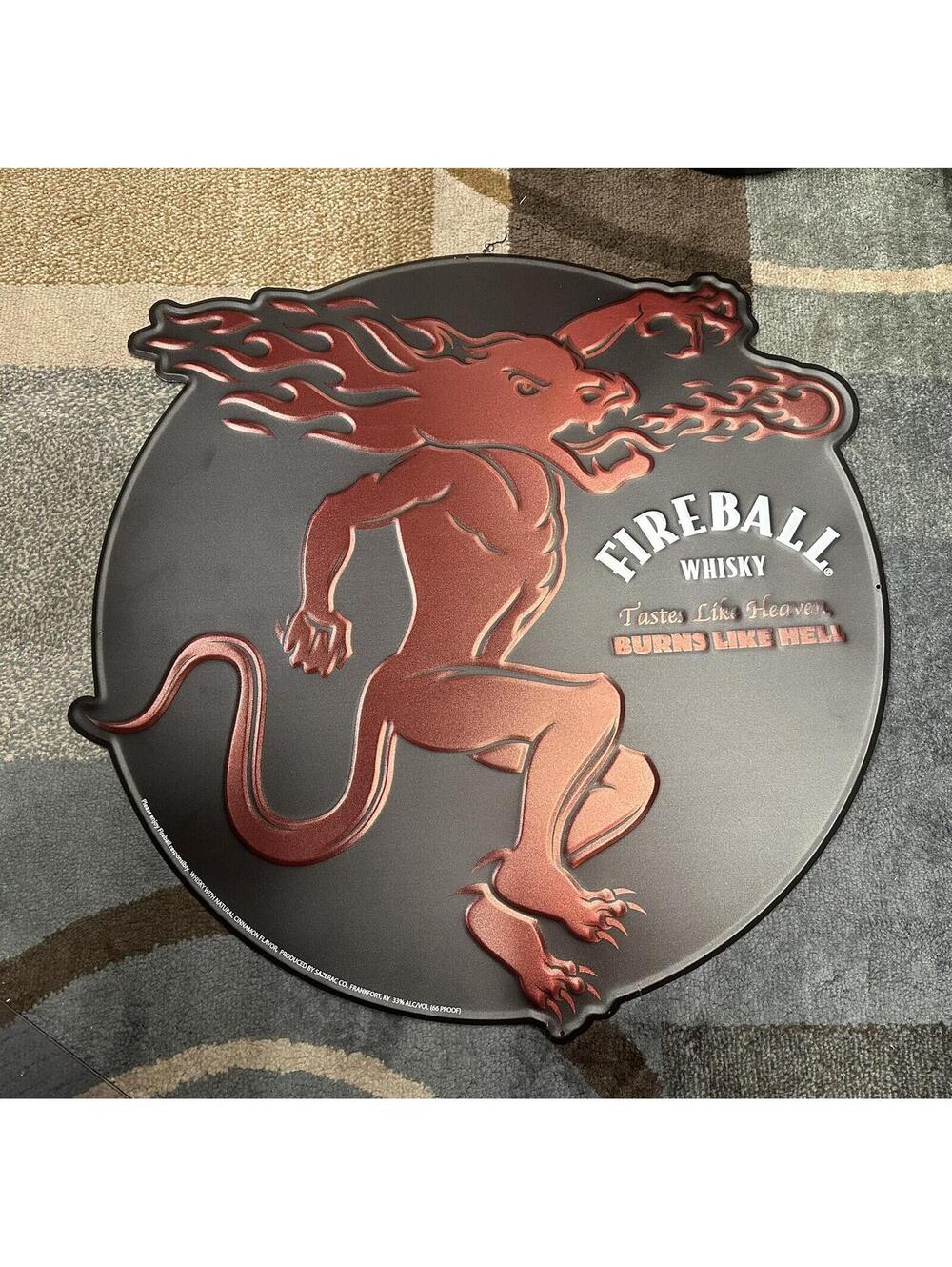 Fireball Whisky "Taste Like Heaven, Burns Like Hell" Metal 24" Sign